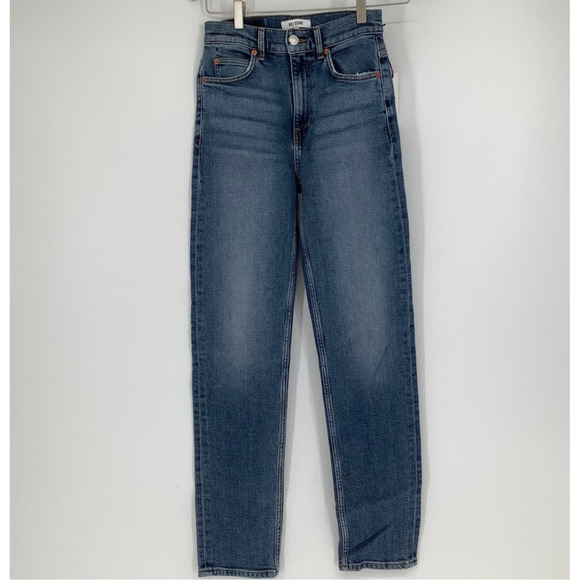 NEW! RE/DONE Size 25 70s Straight Mid 70s Wash Blue Denim Jeans $395 msrp I7-8 - Picture 2 of 9